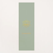 Gold lotus flower name sage green ヨガマット (正面)