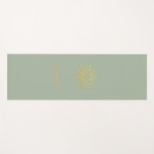 Gold lotus flower name sage green ヨガマット (正面(横))
