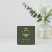 Gold lotus | Green | wellness spa massage yoga スクエア名刺 (スタンド正面)