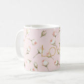 Gold Love Blush Pink Rose Floral コーヒーマグカップ (正面左)