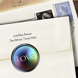 Gold Love Envelope Seal Dark Iridescent ラウンドシール