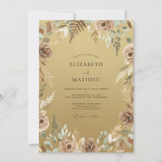Gold Lush Autumnal Wedding 招待状 (正面)