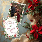 Gold Luxurious Classy Christmas Holly Branches シーズンカード