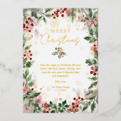 Gold Luxurious Classy Christmas Holly Branches  箔シーズンカード (正面)