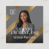 Gold Luxury Lawyer Law Firm Photo Monogram Luxe スクエア名刺 (正面)