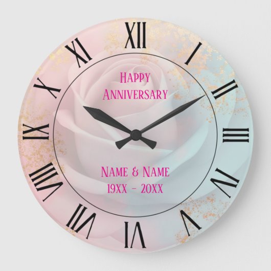 Gold Luxury Modern Blush Pink Soft Mint Collection ラージ壁時計 (正面)