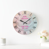 Gold Luxury Modern Blush Pink Soft Mint Collection ラージ壁時計 (ホーム)