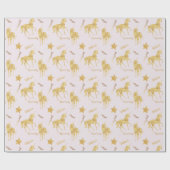 Gold Magical Unicorn Birthday ラッピングペーパー (フラット)