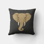 Gold Mandala Elephant Hamsa Hand - Reversible Boho クッション (裏面)