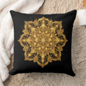 Gold Mandala Pillow Luxury Decorative Throw  クッション (ブランケット)