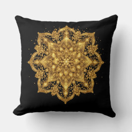 Gold Mandala Pillow Luxury Decorative Throw  クッション