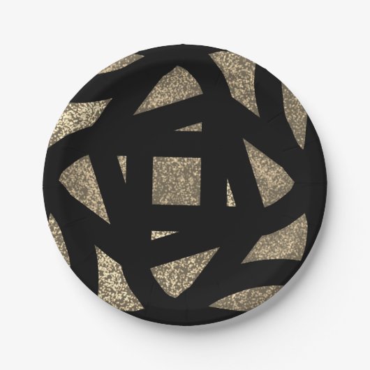 Gold Mandala Sparkles ペーパープレート (正面)