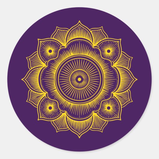 Gold Mandala Symbol ラウンドシール (正面)