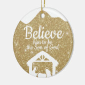 Gold Manger Baby Jesus Scripture Xmas Decor ⛪️ 🎄 セラミックオーナメント (左)