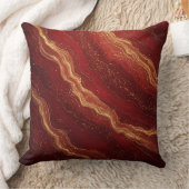 Gold Marble Abstract Background With Red Swirls クッション (ブランケット)