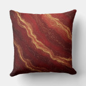 Gold Marble Abstract Background With Red Swirls クッション (裏面)