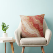 Gold Marble Abstract Background With Red Swirls クッション (椅子)