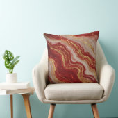 Gold Marble Abstract Background With Red Swirls クッション (椅子)