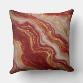 Gold Marble Abstract Background With Red Swirls クッション (裏面)