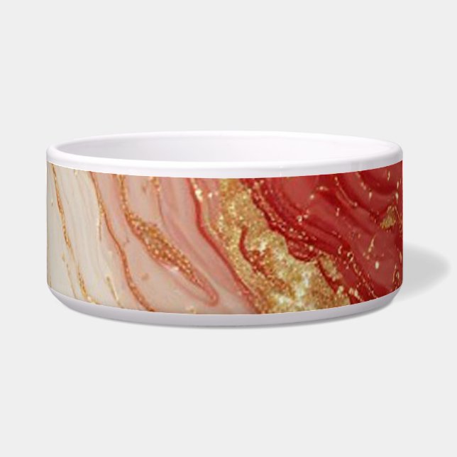 Gold Marble Abstract Background With Red Swirls ボウル (正面)