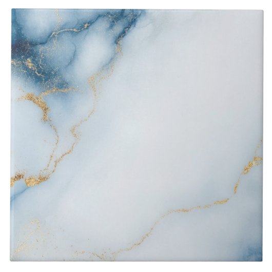 Gold Marble Blue Pattern  タイル (正面)
