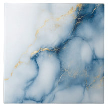 Gold Marble Blue Pattern 