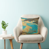 Gold marbling texture design. Blue and golden marb クッション (椅子)