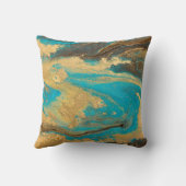 Gold marbling texture design. Blue and golden marb クッション (裏面)