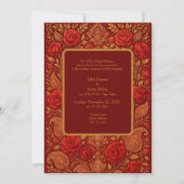 gold Maroon Rose mango Paisley Hindu Wedding  招待状 (正面)