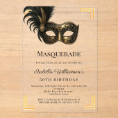 Gold Masquerade luxury birthday party アクリル招待状 (正面)