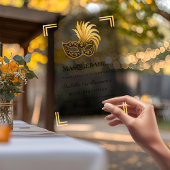 Gold Masquerade luxury clear birthday party アクリル招待状