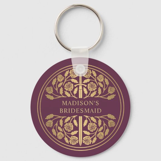 Gold Mauve Sword Bridesmaid Royal Wedding Gift キーホルダー (正面)