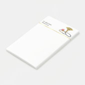 Gold Medical Stethoscope & Caduceus with Heart ポストイット (アングル)