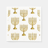Gold Menorah Pattern Hanukkah Napkins スタンダードカクテルナプキン (正面)