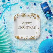 Gold Merry Christmas  ペーパープレート (パーティー)