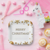 Gold Merry Christmas  ペーパープレート (パーティー)