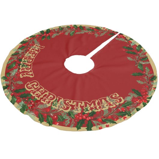 Gold Merry Christmas  Brushed Polyester Tree Skirt ブラッシュドポリエステルツリースカート (アングル)