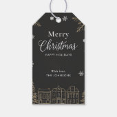 Gold Merry Christmas Calligraphic Scrip Holiday ギフトタグ (正面)