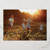 Gold Merry Christmas Full Bleed 1 Photo 箔シーズンカード (正面)