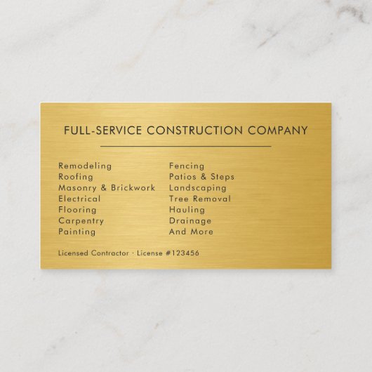 Gold Metal Handyman Construction Black  名刺 (裏面)