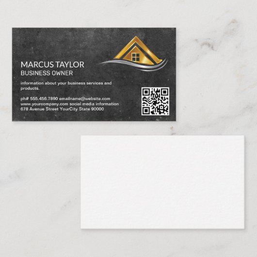 Gold Metal Home Logo | Real Estate 名刺 (正面/裏面)