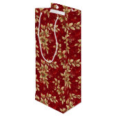 Gold Metal Poinsettias On Red ワインギフトバッグ (裏面アングル)