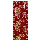 Gold Metal Poinsettias On Red ワインギフトバッグ (裏面)