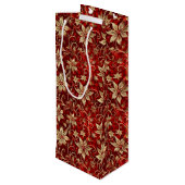 Gold Metal Poinsettias On Red ワインギフトバッグ (裏面アングル)