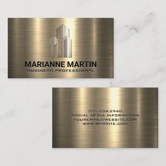 Gold Metallic Background | Corporate Buidlings 名刺 (正面/裏面)