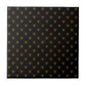 Gold Metallic Foil Bees on Black タイル (正面)