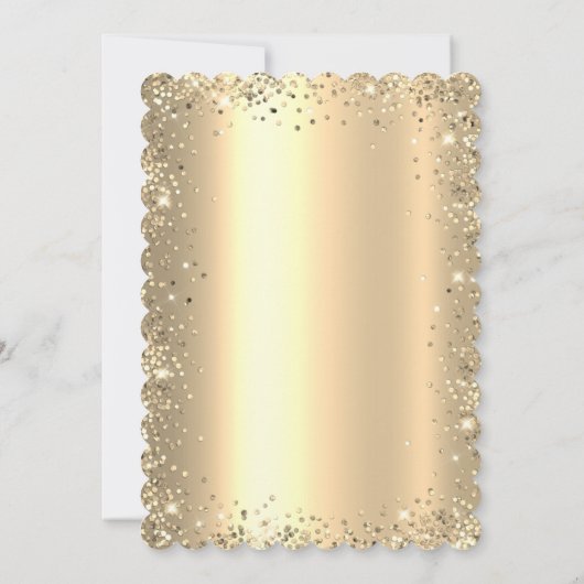 Gold Metallic Glitter 50th Wedding Anniversary 招待状 (裏面)