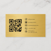 Gold Metallic Photo with QR Code Social Media 名刺 (裏面)