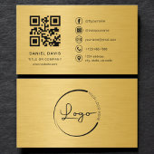 Gold Metallic Professional Company Logo QR Code 名刺