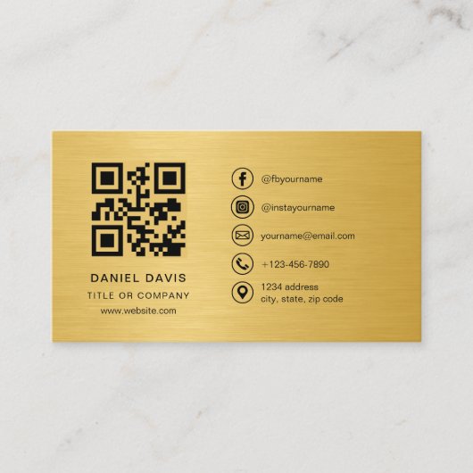 Gold Metallic Professional Company Logo QR Code 名刺 (正面)